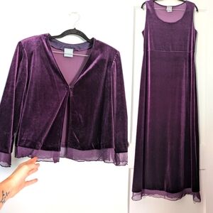 Rabbit Rabbit Rabbit Deep Purple Velvet Maxi Dress with Jacket